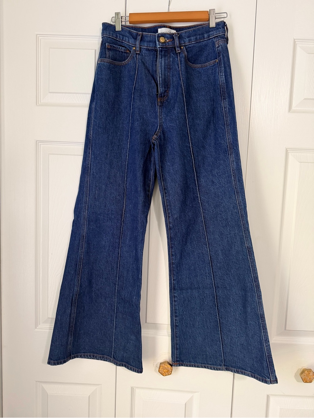 LOFT The Super Flare Jeans Size 4/27 Dark Wash High Rise Seamed